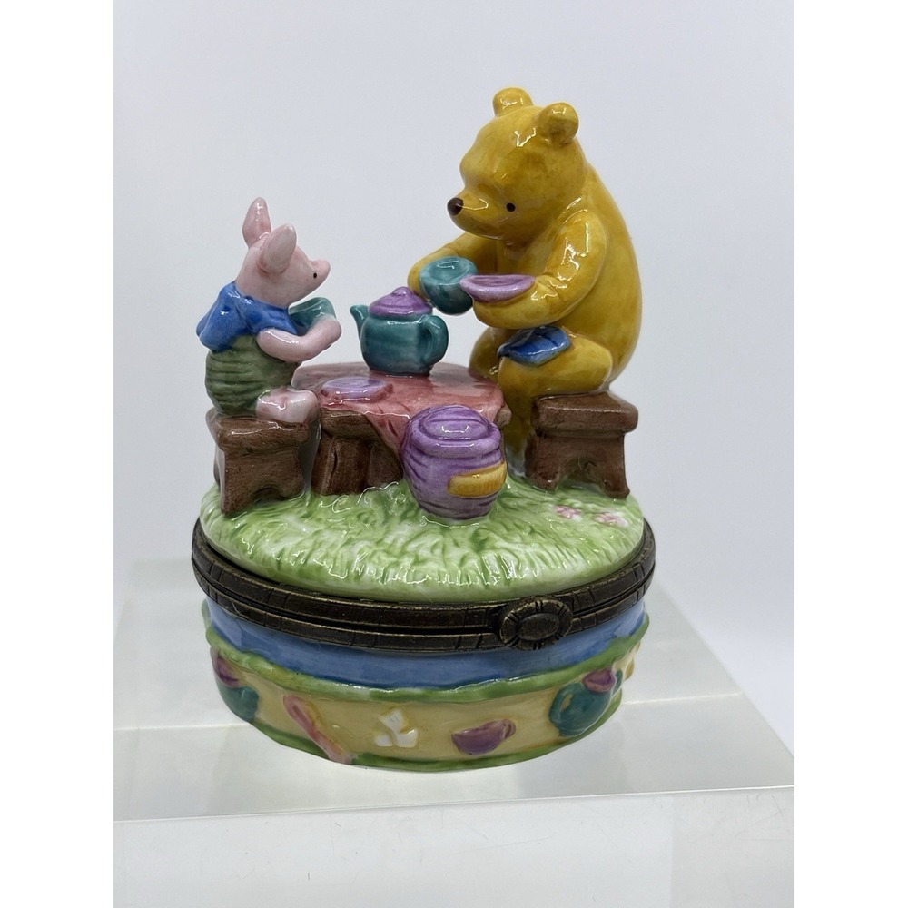 Porcelain Hinged Box Midwest Cannon Falls -  Disney Pooh and Piglet Tea Party 2